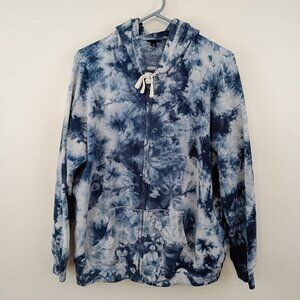 Torrid 2 2X blue white tie dye zip hoodie sweatshirt cozy fleece